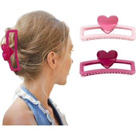 2pcs Valentine’s Day Heart Hair Claw Clips for Women| Claw Clip|Large Claw Clips for Thick Thin Curly Hair | Strong Hold Non-slip Acrylic Fashion Claw Clips (Style 1, One size)
