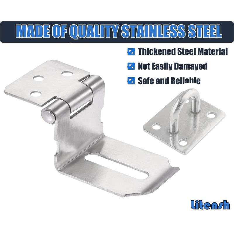 Litensh 90° Right Angle Stainless Steel Door Locks with Padlock,