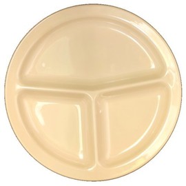 Z-Moments Vintage Western Melamine 3-Compartment Round Plate Dinner Party Buffet Platter, 10-3/4" dia., White or Tan #2611 (24, Tan)