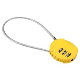 PATIKIL Combination Lock 8 Inch, 3 Digit Outdoor Waterproof Code Padlock with Wire Rope for Luggage Gym Locker Fence Toolbox Backpack, Yellow