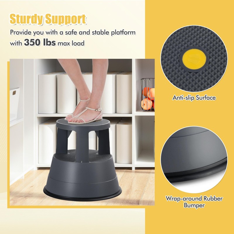 CHEFJOY Rolling Step Stool, Kick Stool Holds up to 350