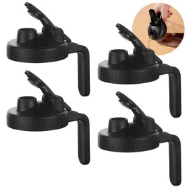 FyndraX Wide Mouth Mason Jars Pour Spout Lids, Wide Mouth Mason Jars Pitcher Flip Cap Airtight Handle Lid, Leak Proof Seal Cover, Pack of 4