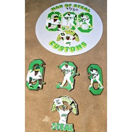 Rickey Henderson 4 Puzzle Lapel Pin Set ($60 Value) With Collectible Card A's