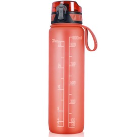 FULDENT Water Bottle 1 Litre Sports Water Bottle [BPA Free] Drinking Bottle with Non-Slip Rubber Grip Suitable for Bike, Outdoor, School, Gym