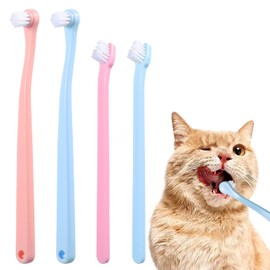 4 Pack Small Dog Toothbrush Cat Tooth Brush 2 Styles Pet Toothbrush Puppy Tooth Brush Mini Size Micro Head Soft Deep Clean Kit for Puppy, Kitten, Dog & Cat, Portable Travel Friendly