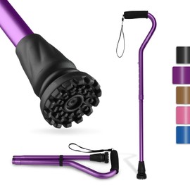 GPTCAMP Walking Cane and Walking Stick for Men Women,Lightweight Folding Canes with Offset Soft Cushioned Handle,Adjustable&Collapsible,Mobility & Leg Surgery Recovery (Purple)