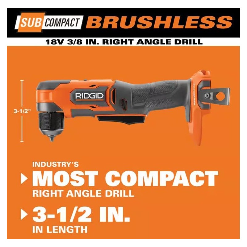 RIDGID 18V SubCompact Brushless Cordless 3/8 in. Right Angle Drill