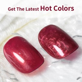 JODSONE 10ml Glitter Gel Nail Polish, Glitter Red Gel Polish Deep Red All Seasons Neutral Soak Off U V Lamp Red Nail Polish Nail Art Design Manicure Salon DIY Home