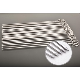 24 Pack Square Barbecue Skewers Metal BBQ Sticks, 12" Stainless Steel Skewers for Grill, Roasted Beef, Chicken, Grilled Vegetables(Square BBQ 24P, 12inch)