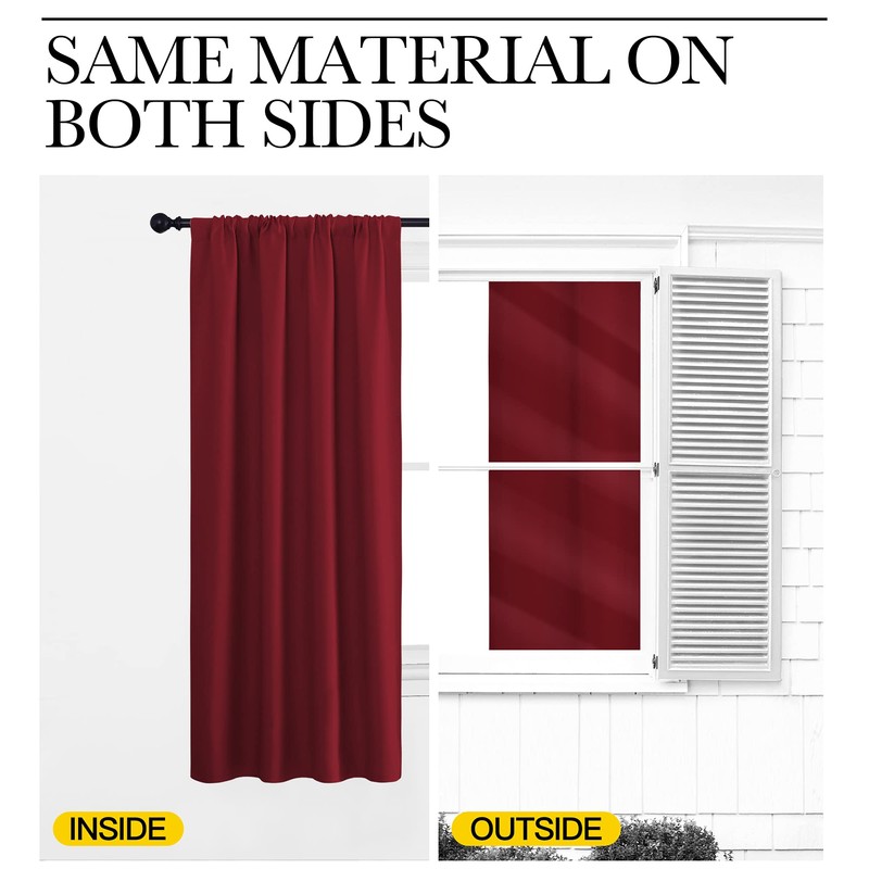 NICETOWN - Cortinas Opacas con Bolsillo para cortinero (Rojo, 1