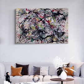 Jackson Pollock Number 34 Famous Print Wall Art Canvas. Printed Smooth Surface Home Decor - Various Sizes (36in x 24in Gallery Wrapped)