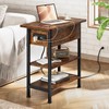 GRUSIGN End Table with Charging Station, Flip Top Side Table