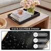 MAONAME Faux Leather Tray, Rectangular Serving Tray with Handles, Black