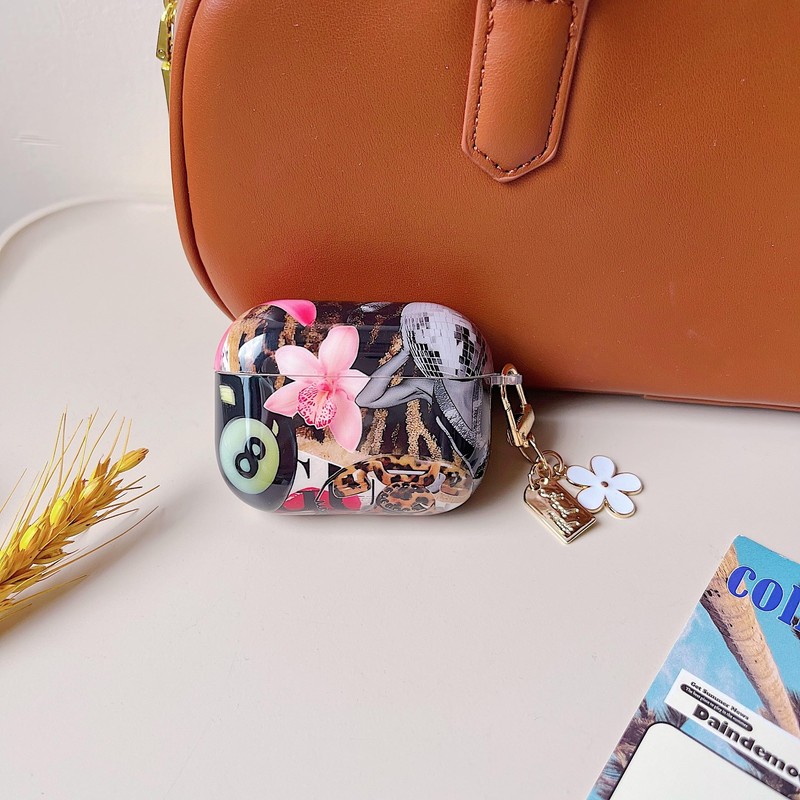MINSCOSE for AirPods Pro 3 Clear Case,Cool Leopard Flower Collage