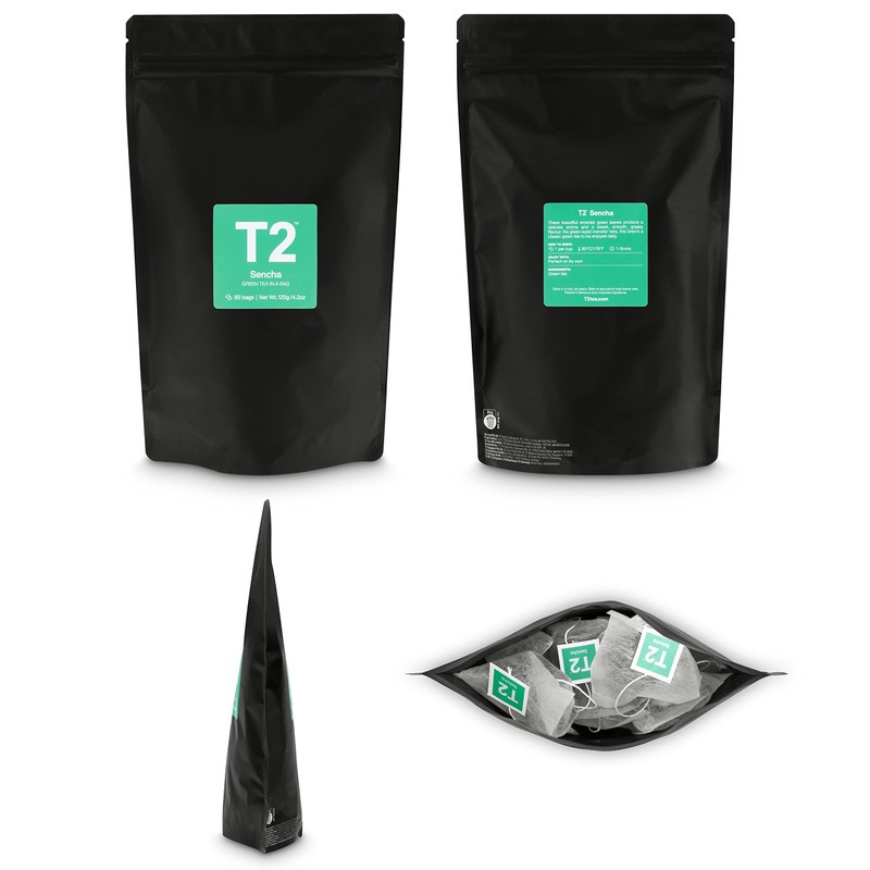 T2 Tea Sencha Green Tea Bags in Resealable Foil Refill