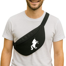 Huuraa Bauchtasche Einhorn Silhouette Geschenk 2,5 Liter Black Einhorn Geschenkidee