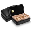 Demcigar Cigar Humidor, Leather Cigar Case with Cedar Wood Shelf,
