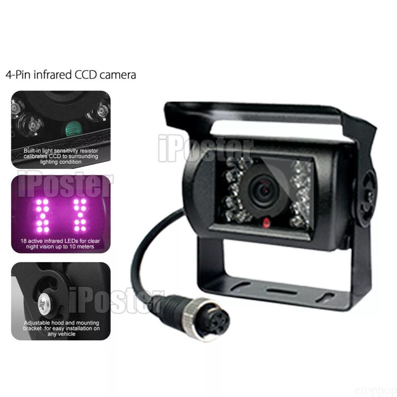 iPoster 2x Rear View Backup Camera 4Pin 12V-24V Truck Trailer