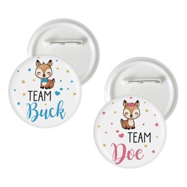 10 Pcs Duck or Doe Gender Reveal Button Pins, Team Duck Team Doe Badge Pins, Little Deer Boy or Girl Stain Brooch Button for Woodland Baby Shower/Gender Reveal Party Decorations