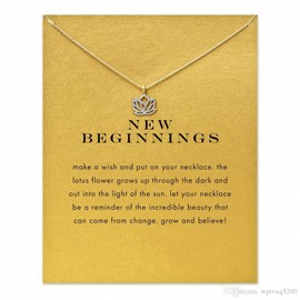 JewelleryJoy Lotus New Beginings Pendants Necklace Man Women Stainless Steel Silver Chain Choker in Organza Bag (New Beginnings Silver) i