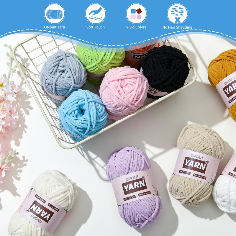 Plush Chenille Chunky Crochet Yarn - Baby Yarn for Crocheting