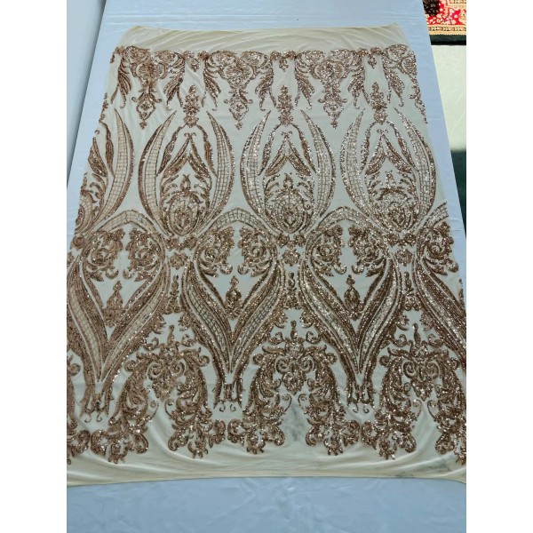 New Creations Fabric & Foam Big Damask Sequins - Champagne