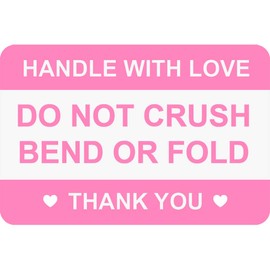 2"x3" 200 PCS Pink Do Not Crush Bend or Fold Handle with Love Labels Stickers Shipping Mailing Cartons Envelops Adhesive Labels-Poskornwel