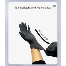 YUAKOU 100pcs/Box Disposable Nitrile Gloves, Chemical Resistant, Powder-Free, Latex-Free, Non-Sterile, Food Safe, Exam Gloves Black,S Size