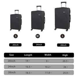 MIAZIB PC Luggage Suitcase Carry on Luggage Sets with 4 Spinner Wheels Tourister Hard Luggage Set (Black)