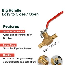 3/4" Pex Brass Ball Valve - Pex Fittings 3/4 Inch - 3/4 Pex Shut Off Valve - Pex Crimping Tool - Pex Fittings 3/4 Inch - Water Hose Shut Off Valve - Pex Crimp Brass Ball Valve Hot Cold (Pack of 10)