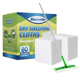 SUZZYVINE Dust Magnet Flash Dry Floor Wipes Flash Dry Mop Refills Electrostatic Floor Cloths for Flat Swivel Mop 20x 30cm,Pack of 80 (80Count)