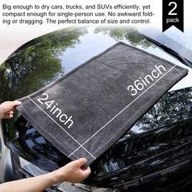Singrune 2 Pack XL Car Drying Towel – 1300GSM Ultra Absorbent Microfiber, 24"x36" Large Size, Twisted Loop, Lint-Free & Streak-Free for Auto Detailing, Car, SUV, Truck (Gray-Gray)