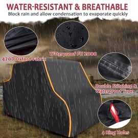 StarknightMT UTV Cover 4 Seater, Waterproof Cover Compatible with Polaris Ranger Crew 1000 900 570 800 General RZR Talon Teryx 4-Door with Reflective Strips Heavy-Duty 420D UTV Full Weather Cover