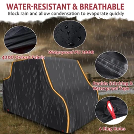 StarknightMT UTV Cover 4 Seater, Waterproof Cover Compatible with Polaris Ranger Crew 1000 900 570 800 General RZR Talon Teryx 4-Door with Reflective Strips Heavy-Duty 420D UTV Full Weather Cover