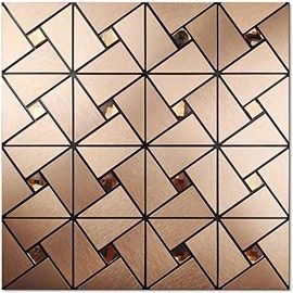 Vamos Tile Peel and Stick Backsplash Tile - Metal Tile Stick on Backsplash for Kitchen and Bathroom Rosegold Windmill Puzzle Glass Mixed Self Adhesive Mosaic Tiles(12"x12"x10 Sheets)