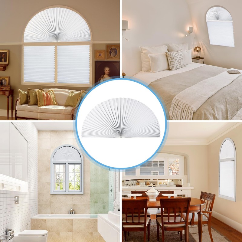 Arch Window Light Filtering Pleated Shade Blinds for semi-Circle Arch