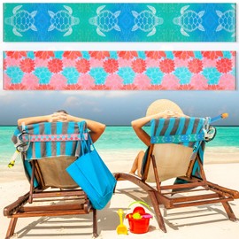 Boao 2 Pack Towel Bands for Beach Chairs Cruise Towel Clips for Lounge Beach Pool Chairs Towel Strap Holder Elastic Windproof for Summer Pool Hawaiian Christmas Beach Accessories (Sea Turtle Style)