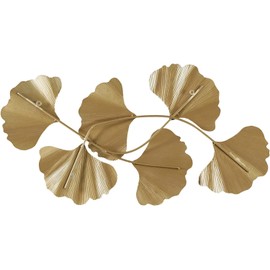 MARTHA STEWART Wall Art Living Room Décor Faye Metal Foil Ginkgo Leaf Large Home Accent Modern Inspired Dining, Bathroom Decoration Ready to Hang Ornament for Bedroom, 43" W x 23.5" H x 1.6" D, Gold