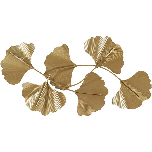 MARTHA STEWART Wall Art Living Room Décor Faye Metal Foil Ginkgo Leaf Large Home Accent Modern Inspired Dining, Bathroom Decoration Ready to Hang Ornament for Bedroom, 43" W x 23.5" H x 1.6" D, Gold