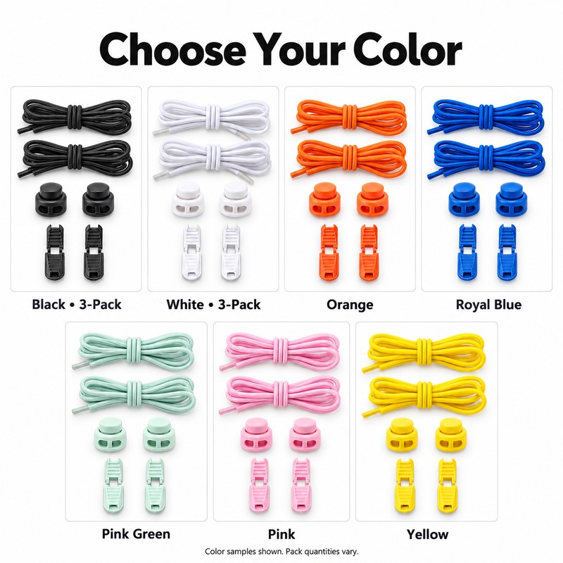 Elastic No-Tie Shoelaces with Button Lock – Stretch Round Laces