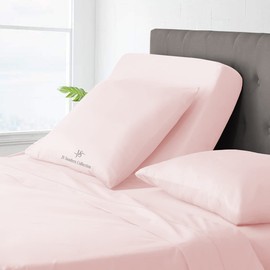 Top Split California King Sheets Sets for Adjustable beds, Half Split Cal King Sheet Sets for Adjustable beds 18" deep Pocket, 34" Split Top Sheets 1000 TC 100% Cotton (Half Split Fitted) Blush