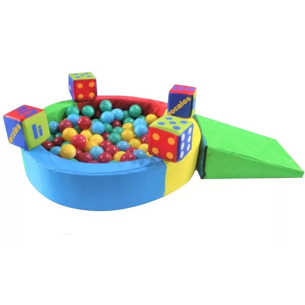 Juega & Aprende Alberca D Pelotas Multicolor+rampa+100 Pelota+cubo De Regalo