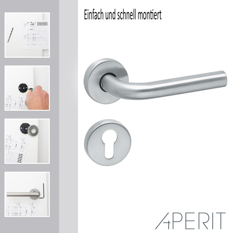 Aperit Door Handle: Stainless Steel Door Handle Pair with Bunbart