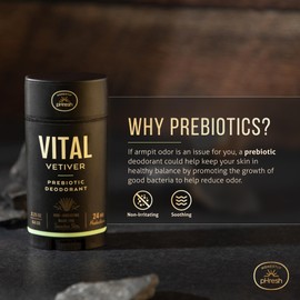 Honestly pHresh Prebiotic Natural Deodorant for Men – Aluminum & Baking Soda Free with 24 Hour Odor Protection. Clean Vegan Deodorant for Sensitive Skin. Made In USA – Vital Vetiver Scent, 2.5 oz