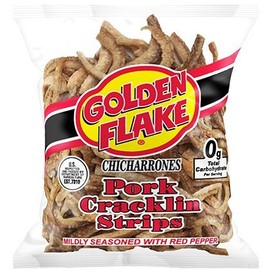 Golden Flake Pork Cracklins W/Red Pepper Seasoning 3.25 oz (Pack 12)