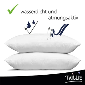 Twillie Set of 2 Waterproof Cushion Covers - for Pillow 50 x 75 cm - Oeko Tex® Zert Pillowcase Jersey Micro Breathable - Ultra Thin and Ultra Soft - Zip