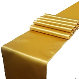 Rihana Wedding - Camino de Mesa de satén para decoración de Banquetes de Boda, 30,48 x 274,32 cm, Dorado, 10