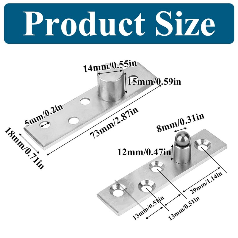 2 Sets Eccentric Pivot Hinge 360° Rotation Hinge Revolving Door