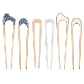 6 PCS Lexziuo U-Shaped French Hair Pins, Elegant Metal Vintage Twist Chignon & Bun Clip Fork Accessories, Perfect for Women with Thick or Thin Hairstyles, Ideal Gift