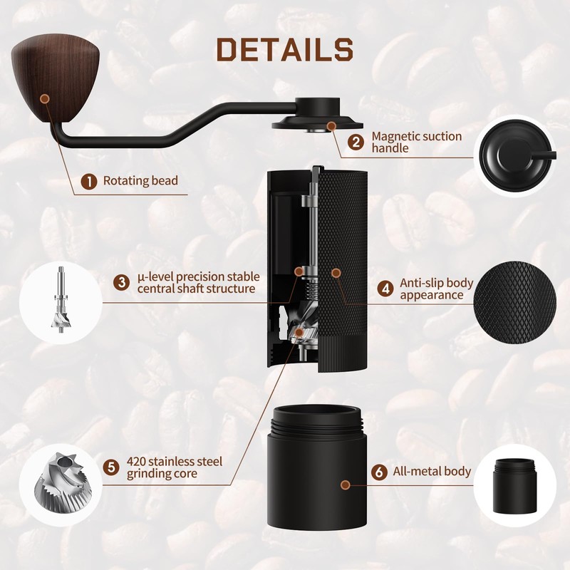 MAVO Manual Coffee Grinder, Wizard Hand Coffee Grinder, Capacity 25g